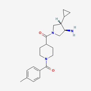 molecular formula C21H29N3O2 B5688278 (3R*,4S*)-4-cyclopropyl-1-{[1-(4-methylbenzoyl)piperidin-4-yl]carbonyl}pyrrolidin-3-amine 