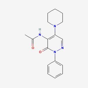 molecular formula C17H20N4O2 B5688279 N-[3-oxo-2-phenyl-5-(1-piperidinyl)-2,3-dihydro-4-pyridazinyl]acetamide 