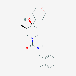 molecular formula C20H30N2O3 B5688291 (3R*,4R*)-4-hydroxy-3-methyl-N-(2-methylbenzyl)-4-(tetrahydro-2H-pyran-4-yl)-1-piperidinecarboxamide 
