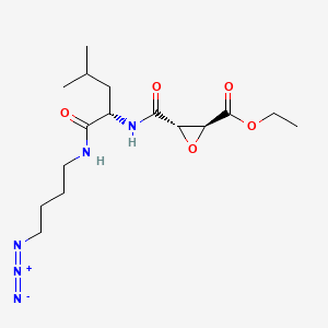molecular formula C16H27N5O5 B568831 (2S,3S)-3-[[[(1S)-1-[[(4-Azidobutyl)amino]carbonyl]-3-methylbutyl]amino]carbonyl]-2-oxiranecarboxylic Acid Ethyl Ester CAS No. 1174021-95-4