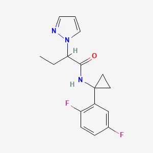 molecular formula C16H17F2N3O B5688313 N-[1-(2,5-difluorophenyl)cyclopropyl]-2-(1H-pyrazol-1-yl)butanamide 