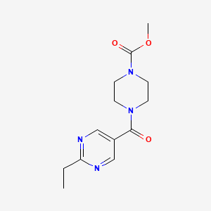 molecular formula C13H18N4O3 B5688326 methyl 4-[(2-ethyl-5-pyrimidinyl)carbonyl]-1-piperazinecarboxylate 