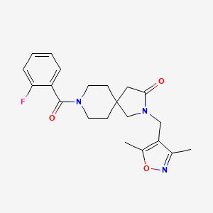 molecular formula C21H24FN3O3 B5688370 2-[(3,5-dimethyl-4-isoxazolyl)methyl]-8-(2-fluorobenzoyl)-2,8-diazaspiro[4.5]decan-3-one 