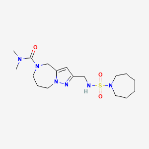 molecular formula C17H30N6O3S B5688375 2-{[(azepan-1-ylsulfonyl)amino]methyl}-N,N-dimethyl-7,8-dihydro-4H-pyrazolo[1,5-a][1,4]diazepine-5(6H)-carboxamide 