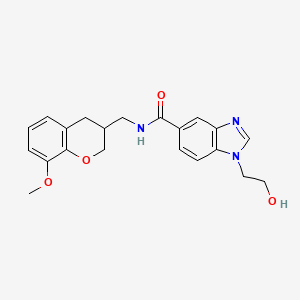 molecular formula C21H23N3O4 B5688380 1-(2-hydroxyethyl)-N-[(8-methoxy-3,4-dihydro-2H-chromen-3-yl)methyl]-1H-benzimidazole-5-carboxamide 