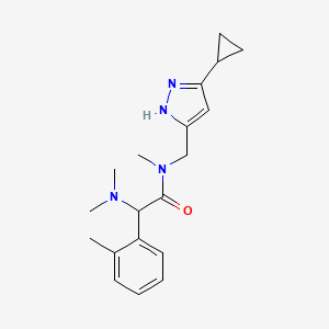molecular formula C19H26N4O B5688507 N-[(5-cyclopropyl-1H-pyrazol-3-yl)methyl]-2-(dimethylamino)-N-methyl-2-(2-methylphenyl)acetamide 
