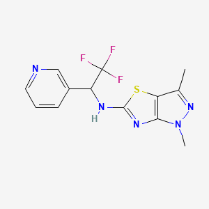 molecular formula C13H12F3N5S B5688532 1,3-dimethyl-N-(2,2,2-trifluoro-1-pyridin-3-ylethyl)-1H-pyrazolo[3,4-d][1,3]thiazol-5-amine 
