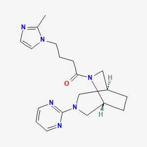 molecular formula C19H26N6O B5688557 (1S*,5R*)-6-[4-(2-methyl-1H-imidazol-1-yl)butanoyl]-3-(2-pyrimidinyl)-3,6-diazabicyclo[3.2.2]nonane 