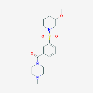 molecular formula C18H27N3O4S B5688602 1-{3-[(3-methoxypiperidin-1-yl)sulfonyl]benzoyl}-4-methylpiperazine 