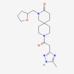molecular formula C19H29N5O3 B5688605 9-[(3-methyl-1H-1,2,4-triazol-5-yl)acetyl]-2-(tetrahydrofuran-2-ylmethyl)-2,9-diazaspiro[5.5]undecan-3-one 