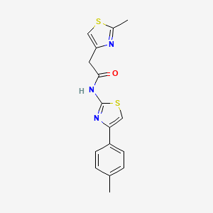 molecular formula C16H15N3OS2 B5688625 N-[4-(4-methylphenyl)-1,3-thiazol-2-yl]-2-(2-methyl-1,3-thiazol-4-yl)acetamide 