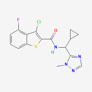 molecular formula C16H14ClFN4OS B5688644 3-chloro-N-[cyclopropyl(1-methyl-1H-1,2,4-triazol-5-yl)methyl]-4-fluoro-1-benzothiophene-2-carboxamide 