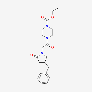 molecular formula C20H27N3O4 B5688650 ethyl 4-[(4-benzyl-2-oxopyrrolidin-1-yl)acetyl]piperazine-1-carboxylate 