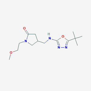molecular formula C14H24N4O3 B5688656 4-{[(5-tert-butyl-1,3,4-oxadiazol-2-yl)amino]methyl}-1-(2-methoxyethyl)pyrrolidin-2-one 