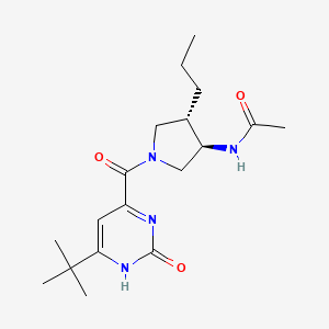 molecular formula C18H28N4O3 B5688742 N-{(3R*,4S*)-1-[(6-tert-butyl-2-oxo-2,3-dihydro-4-pyrimidinyl)carbonyl]-4-propyl-3-pyrrolidinyl}acetamide 