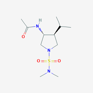 molecular formula C11H23N3O3S B5688756 N-{(3R*,4S*)-1-[(dimethylamino)sulfonyl]-4-isopropyl-3-pyrrolidinyl}acetamide 