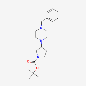 molecular formula C20H31N3O2 B568876 Tert-butyl 3-(4-benzylpiperazin-1-yl)pyrrolidine-1-carboxylate CAS No. 1010446-29-3