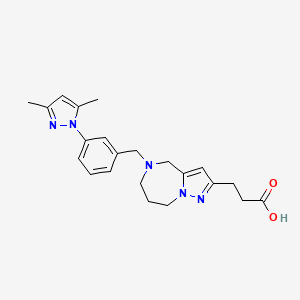 molecular formula C22H27N5O2 B5688779 3-{5-[3-(3,5-dimethyl-1H-pyrazol-1-yl)benzyl]-5,6,7,8-tetrahydro-4H-pyrazolo[1,5-a][1,4]diazepin-2-yl}propanoic acid 