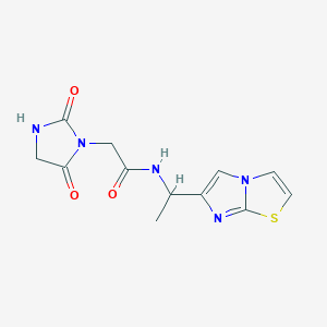 molecular formula C12H13N5O3S B5688794 2-(2,5-dioxo-1-imidazolidinyl)-N-(1-imidazo[2,1-b][1,3]thiazol-6-ylethyl)acetamide 