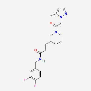 molecular formula C21H26F2N4O2 B5688840 N-(3,4-difluorobenzyl)-3-{1-[(5-methyl-1H-pyrazol-1-yl)acetyl]piperidin-3-yl}propanamide 