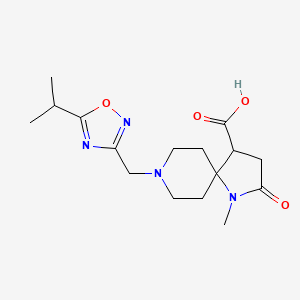 molecular formula C16H24N4O4 B5688858 8-[(5-isopropyl-1,2,4-oxadiazol-3-yl)methyl]-1-methyl-2-oxo-1,8-diazaspiro[4.5]decane-4-carboxylic acid 