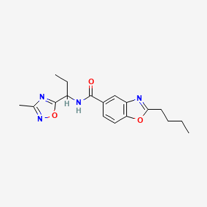 molecular formula C18H22N4O3 B5688863 2-butyl-N-[1-(3-methyl-1,2,4-oxadiazol-5-yl)propyl]-1,3-benzoxazole-5-carboxamide 