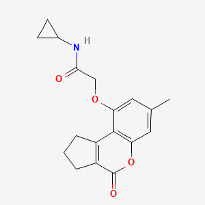 molecular formula C18H19NO4 B5688893 N-cyclopropyl-2-[(7-methyl-4-oxo-1,2,3,4-tetrahydrocyclopenta[c]chromen-9-yl)oxy]acetamide 