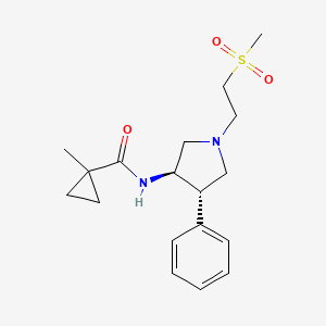 molecular formula C18H26N2O3S B5688908 1-methyl-N-{rel-(3R,4S)-1-[2-(methylsulfonyl)ethyl]-4-phenyl-3-pyrrolidinyl}cyclopropanecarboxamide hydrochloride 