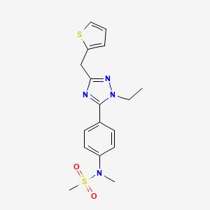 molecular formula C17H20N4O2S2 B5688935 N-{4-[1-ethyl-3-(2-thienylmethyl)-1H-1,2,4-triazol-5-yl]phenyl}-N-methylmethanesulfonamide 