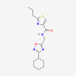 molecular formula C16H22N4O2S B5688942 N-[(3-cyclohexyl-1,2,4-oxadiazol-5-yl)methyl]-2-propyl-1,3-thiazole-4-carboxamide 