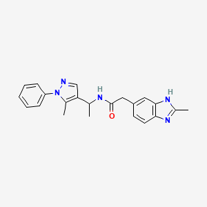 molecular formula C22H23N5O B5688949 2-(2-methyl-1H-benzimidazol-5-yl)-N-[1-(5-methyl-1-phenyl-1H-pyrazol-4-yl)ethyl]acetamide 