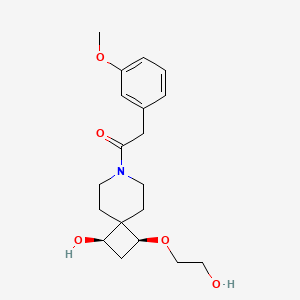 molecular formula C19H27NO5 B5688959 (1R*,3S*)-3-(2-hydroxyethoxy)-7-[(3-methoxyphenyl)acetyl]-7-azaspiro[3.5]nonan-1-ol 