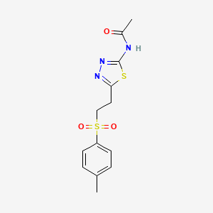 molecular formula C13H15N3O3S2 B5689047 N-(5-{2-[(4-methylphenyl)sulfonyl]ethyl}-1,3,4-thiadiazol-2-yl)acetamide 