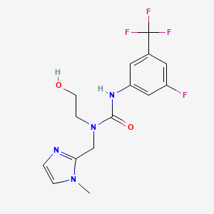molecular formula C15H16F4N4O2 B5689058 N'-[3-fluoro-5-(trifluoromethyl)phenyl]-N-(2-hydroxyethyl)-N-[(1-methyl-1H-imidazol-2-yl)methyl]urea 