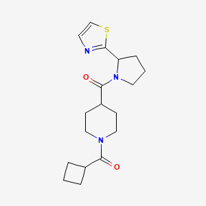 molecular formula C18H25N3O2S B5689103 1-(cyclobutylcarbonyl)-4-{[2-(1,3-thiazol-2-yl)-1-pyrrolidinyl]carbonyl}piperidine 