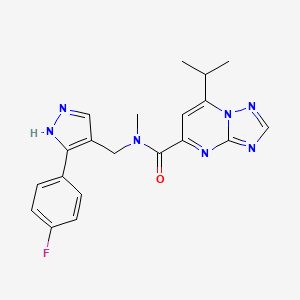 molecular formula C20H20FN7O B5689197 N-{[3-(4-fluorophenyl)-1H-pyrazol-4-yl]methyl}-7-isopropyl-N-methyl[1,2,4]triazolo[1,5-a]pyrimidine-5-carboxamide 
