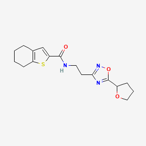molecular formula C17H21N3O3S B5689219 N-{2-[5-(tetrahydro-2-furanyl)-1,2,4-oxadiazol-3-yl]ethyl}-4,5,6,7-tetrahydro-1-benzothiophene-2-carboxamide 