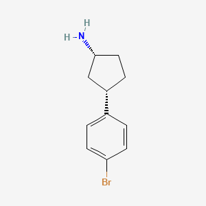 molecular formula C11H14BrN B568923 (1R,3S)-3-(4-Bromophenyl)cyclopentanamine CAS No. 1390706-66-7