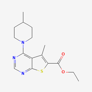 molecular formula C16H21N3O2S B5689244 ethyl 5-methyl-4-(4-methyl-1-piperidinyl)thieno[2,3-d]pyrimidine-6-carboxylate 