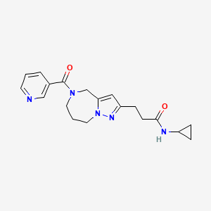 molecular formula C19H23N5O2 B5689254 N-cyclopropyl-3-[5-(3-pyridinylcarbonyl)-5,6,7,8-tetrahydro-4H-pyrazolo[1,5-a][1,4]diazepin-2-yl]propanamide 