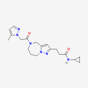 molecular formula C19H26N6O2 B5689307 N-cyclopropyl-3-{5-[(5-methyl-1H-pyrazol-1-yl)acetyl]-5,6,7,8-tetrahydro-4H-pyrazolo[1,5-a][1,4]diazepin-2-yl}propanamide 