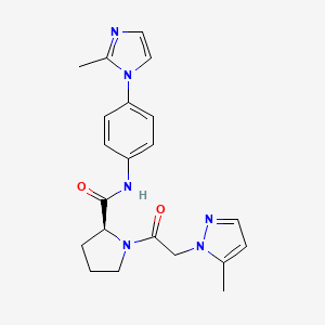 molecular formula C21H24N6O2 B5689315 N-[4-(2-methyl-1H-imidazol-1-yl)phenyl]-1-[(5-methyl-1H-pyrazol-1-yl)acetyl]-L-prolinamide 