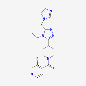 molecular formula C19H22FN7O B5689337 4-({4-[4-ethyl-5-(1H-imidazol-1-ylmethyl)-4H-1,2,4-triazol-3-yl]piperidin-1-yl}carbonyl)-3-fluoropyridine 