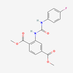 molecular formula C17H15FN2O5 B5689342 dimethyl 2-({[(4-fluorophenyl)amino]carbonyl}amino)terephthalate 