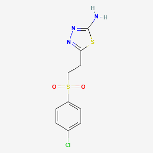 molecular formula C10H10ClN3O2S2 B5689360 5-{2-[(4-chlorophenyl)sulfonyl]ethyl}-1,3,4-thiadiazol-2-amine 