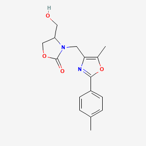 molecular formula C16H18N2O4 B5689368 4-(hydroxymethyl)-3-{[5-methyl-2-(4-methylphenyl)-1,3-oxazol-4-yl]methyl}-1,3-oxazolidin-2-one 