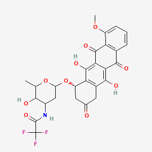 molecular formula C27H24F3NO10 B568939 N-[6-[[(1S)-5,12-Dihydroxy-10-methoxy-3,6,11-trioxo-2,4-dihydro-1H-tetracen-1-yl]oxy]-3-hydroxy-2-methyloxan-4-yl]-2,2,2-trifluoroacetamide CAS No. 64882-10-6