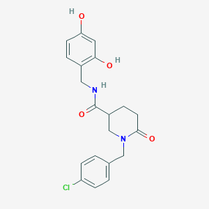 molecular formula C20H21ClN2O4 B5689401 1-(4-chlorobenzyl)-N-(2,4-dihydroxybenzyl)-6-oxo-3-piperidinecarboxamide 