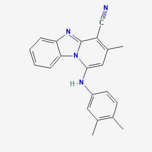 molecular formula C21H18N4 B5689417 1-[(3,4-dimethylphenyl)amino]-3-methylpyrido[1,2-a]benzimidazole-4-carbonitrile 