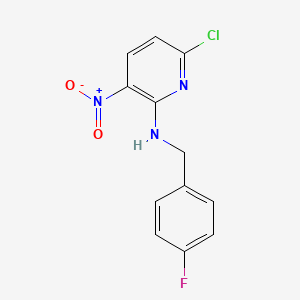 molecular formula C12H9ClFN3O2 B568943 6-Chloro-N-[(4-fluorophenyl)methyl]-3-nitro-2-pyridinamine CAS No. 905586-93-8